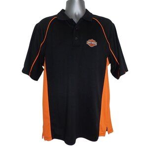 Harley Davidson Polo Shirt Men L Black Short Sleeve springfield MA Biker Classic